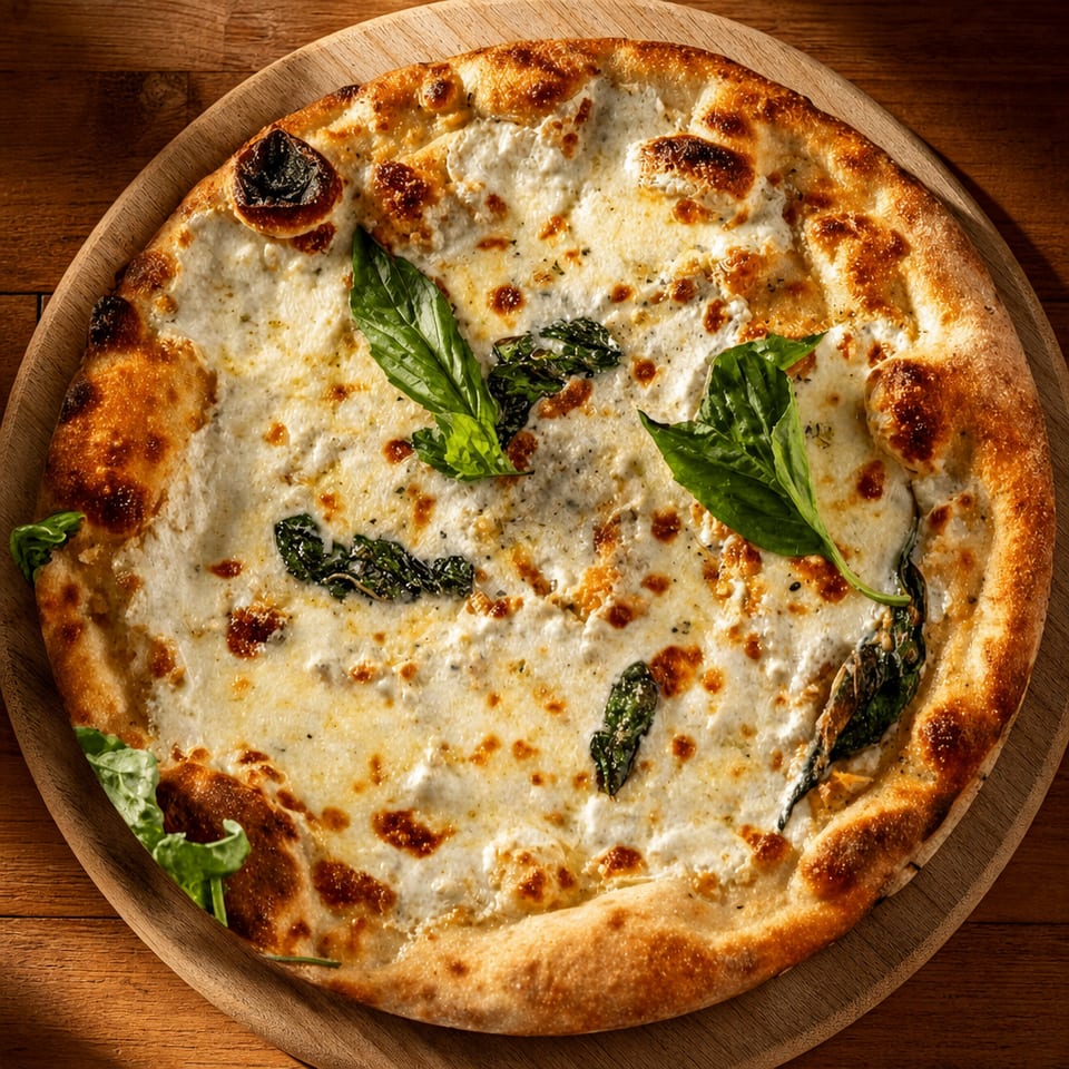 White Pizza (Pizza Bianca) with Garlic.